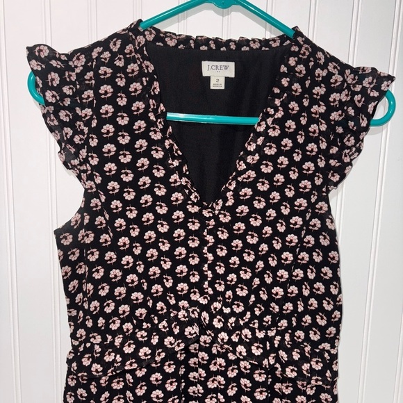 J. Crew Black and Pink Floral Women's Dress| Size 2 - Picture 2 of 3